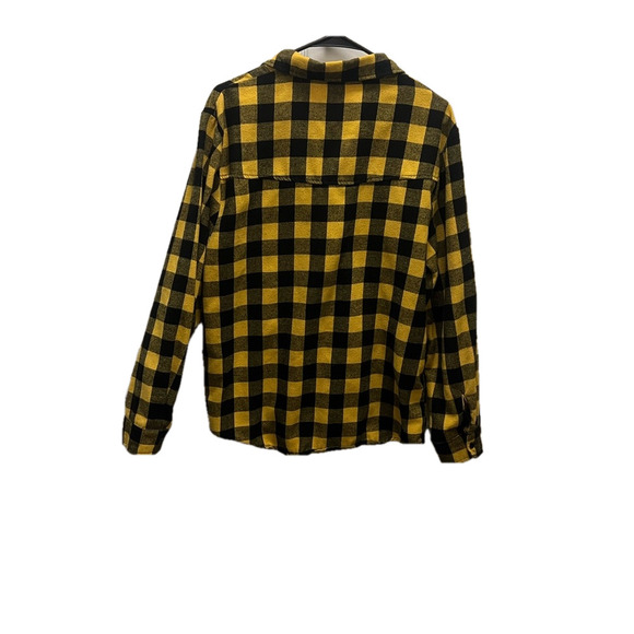 Oversized Flannel Yellow and Black Buffalo Plaid Shacket Style (shirt + jacket) - Picture 4 of 7